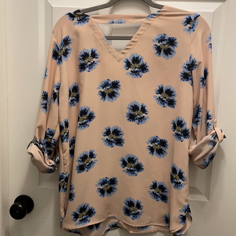 Pink Print Long Sleeve Blouse Medium Loft - Picture 2 of 2